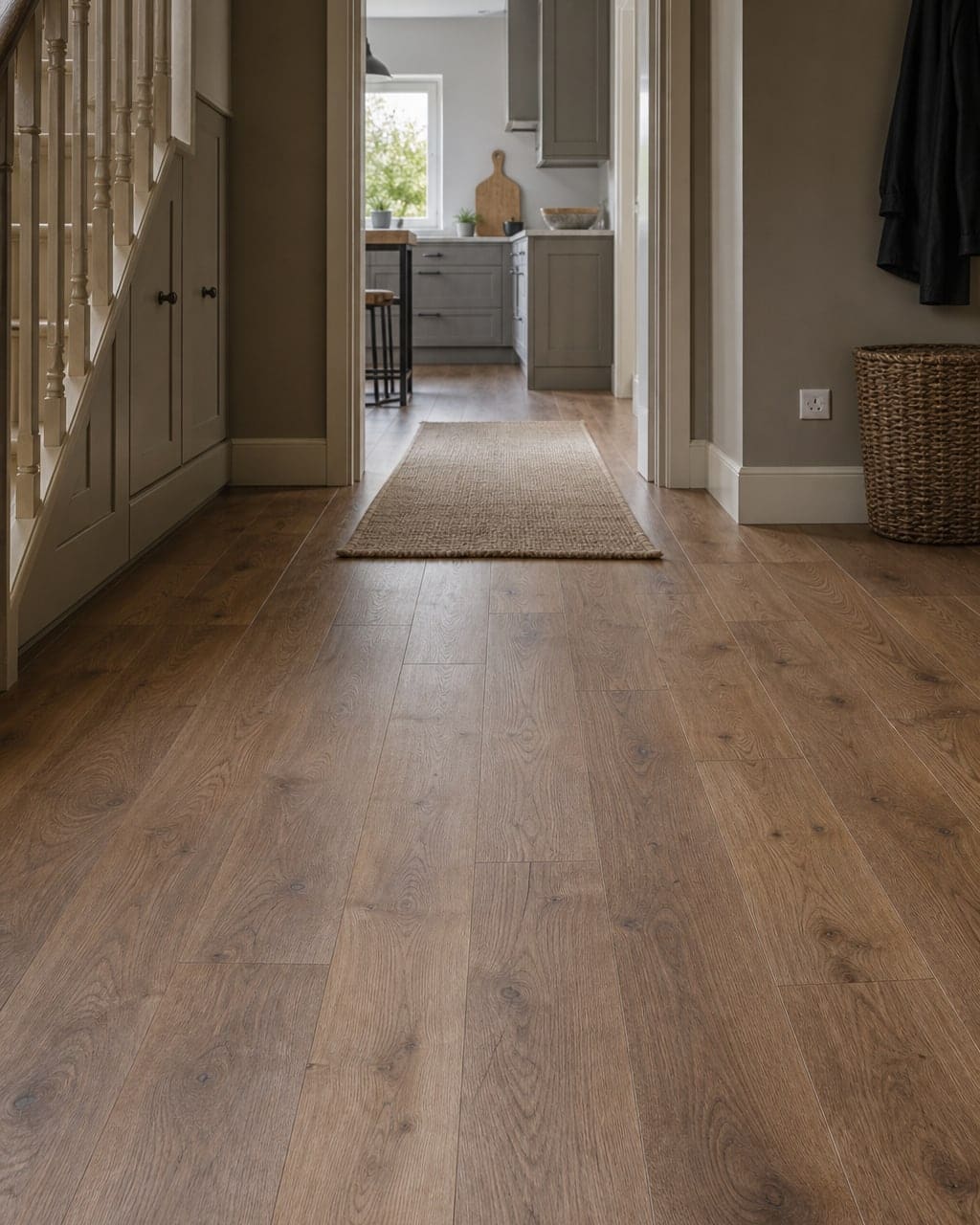 Bowood Laminate AC5 12mm flooring in a bright contemporary interior